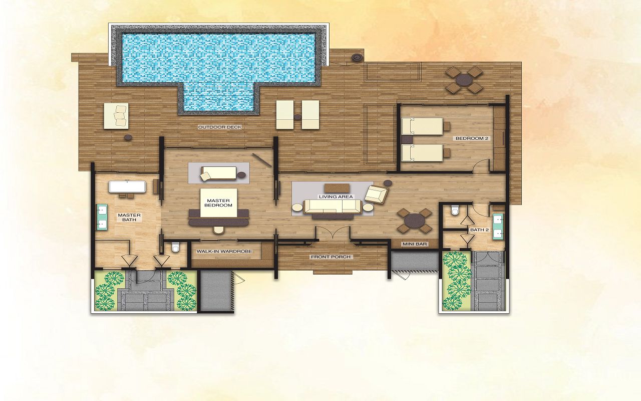 2 Bedroom Beach Suite Villa - Floor Plan