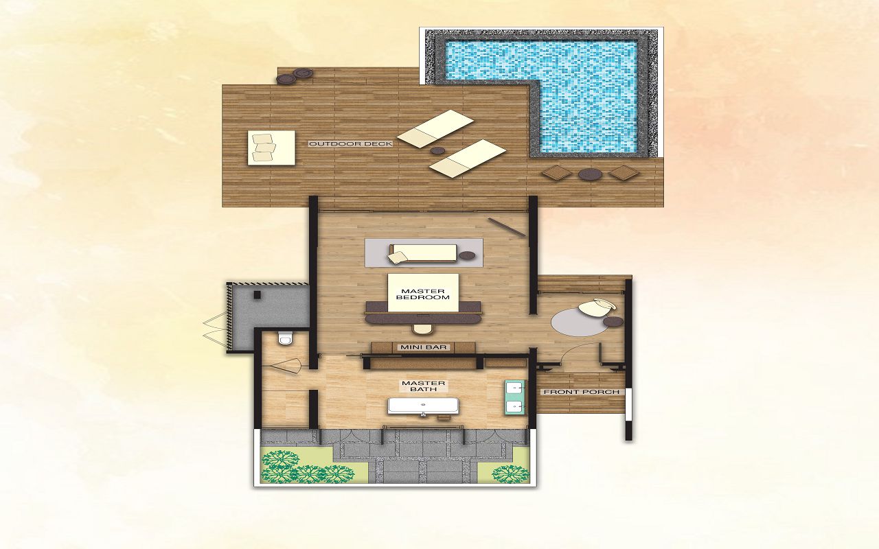 Beach Villa with Pool - Floor Plan